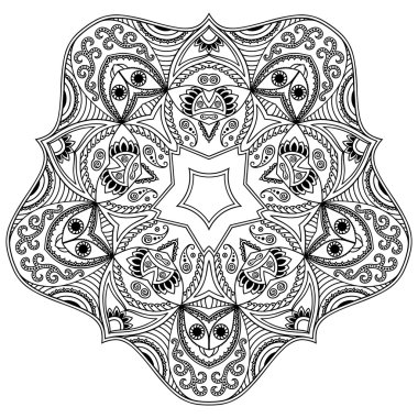 Vektör kına dövme mandala. Mehndi stili.