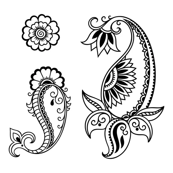 Modèle de fleur de tatouage au henné. Mehndi . — Image vectorielle