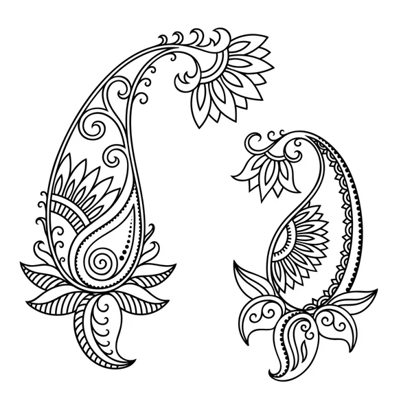 ヘナ ・ タトゥーの花テンプレート。一時的な刺青. — ストックベクタ