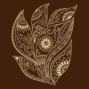 Kına dövme çiçek şablon. Mehndi.
