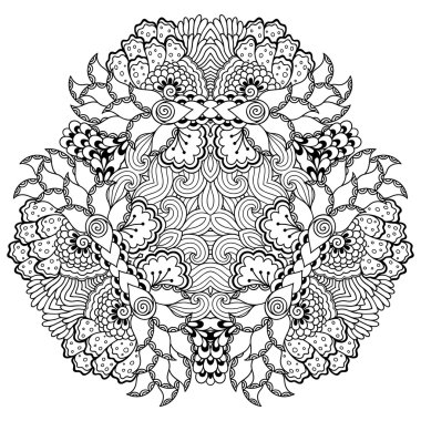 Vektör kına dövme mandala. Mehndi stili.