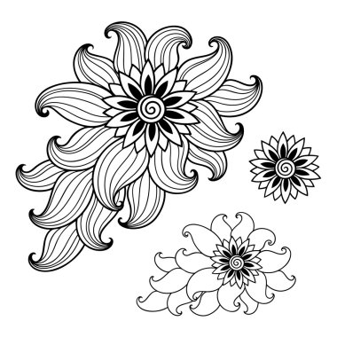Kına dövme çiçek şablon. Mehndi.