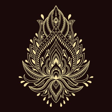 Hint tarzı kına dövme çiçek şablonu. Etnik çiçek paisley - Lotus. Mehndi stili.