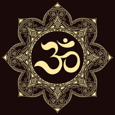 Kına dövme mandala. OM dekoratif sembolü. Mehndi stili.