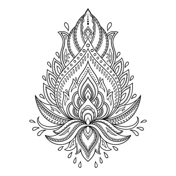 Modelo de flor de tatuagem de hena em estilo indiano. Paisley floral étnico - Lotus. Estilo Mehndi . — Vetor de Stock