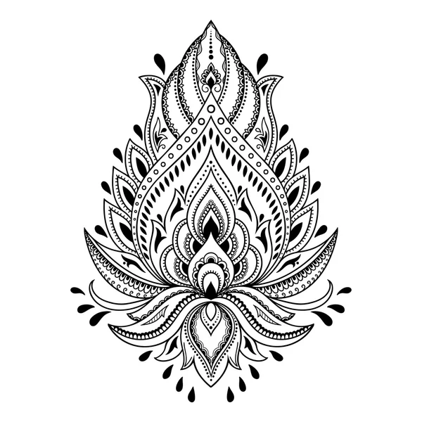 Шаблон цветка татуировки Henna в индийском стиле. Этнический цветочный пирог - Лотос. Мехнди . — стоковый вектор
