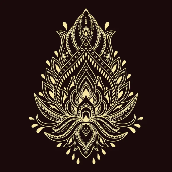 Hint tarzı kına dövme çiçek şablonu. Etnik çiçek paisley - Lotus. Mehndi stili.