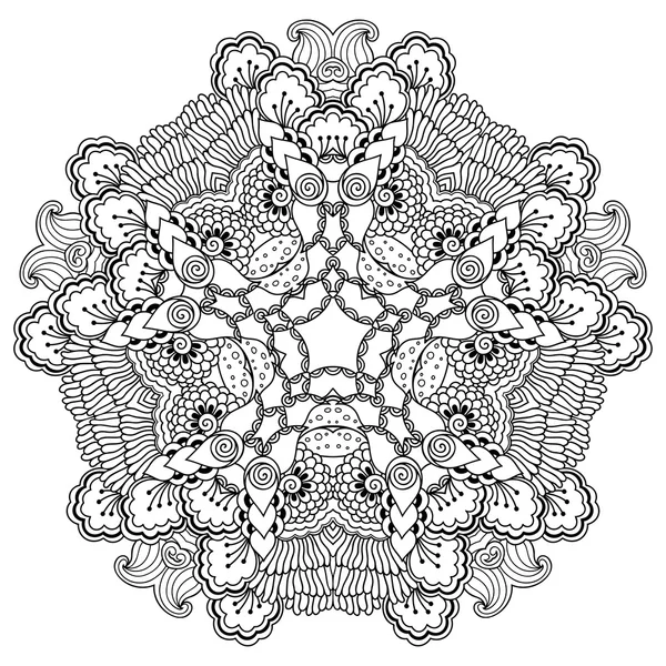 矢量指甲花纹身曼荼罗。曼海蒂风格. — 图库矢量图片