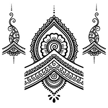 Kına dövme çiçek şablon. Mehndi.