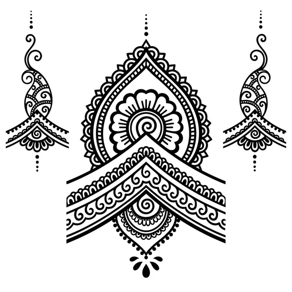 Plantilla de flores de tatuaje de henna. Mehndi . — Vector de stock