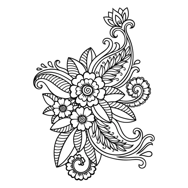 Modèle de fleur de tatouage au henné. Mehndi . — Image vectorielle