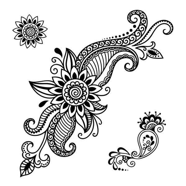 Hennafestés virág sablon. Mehndi. — Stock Vector