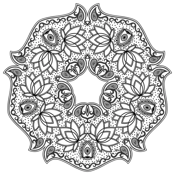 Vector henna tatoo mandala. Estilo Mehndi . — Vector de stock