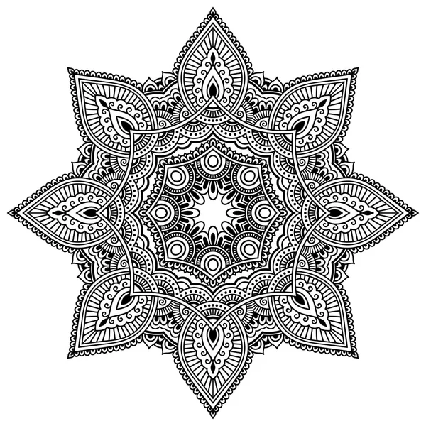 Vektör kına dövme mandala. Mehndi stili. — Stok Vektör