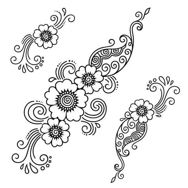 Henna tattoo flower template. Mehndi style. Set of ornamental patterns in the oriental style