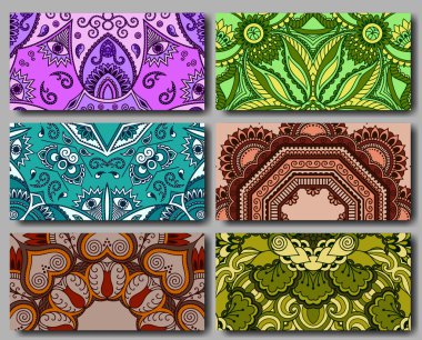 Kart veya davet retro dekorasyon tarzı ayarlayın. Elle çizilmiş arka plan.