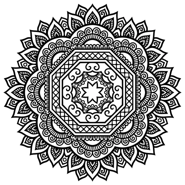 Mandala tatoo all'hennè vettoriale. Stile Mehndi . — Vettoriale Stock