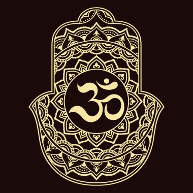 Vektör Hamza el çekilmiş sembolü. OM dekoratif sembolü. 