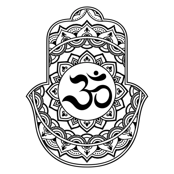 Vector hamsa símbolo dibujado a mano. OM símbolo decorativo . — Vector de stock