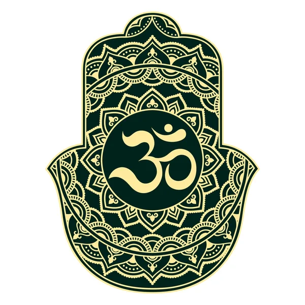 Vector hamsa símbolo dibujado a mano. OM símbolo decorativo . — Vector de stock