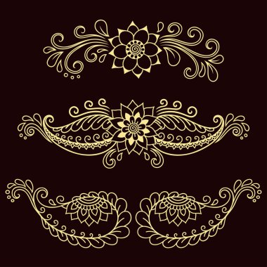Kına dövme çiçek şablon. Mehndi.