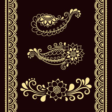 Kına dövme çiçek şablon. Mehndi.