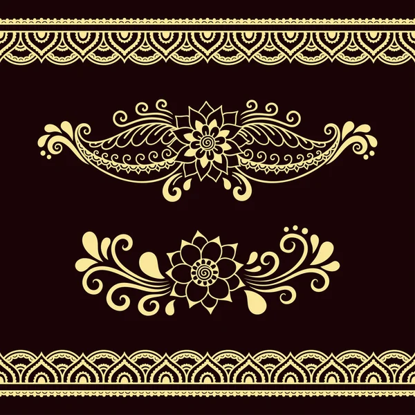 Plantilla de flores de tatuaje de henna. Mehndi . — Vector de stock