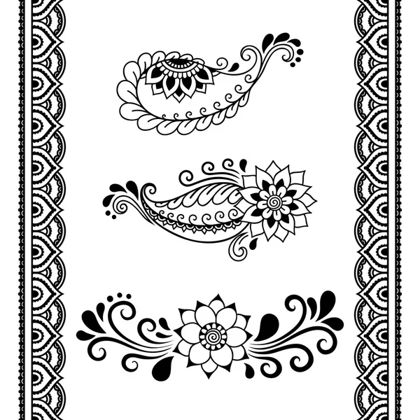 Τατουάζ χέννα λουλούδι πρότυπο. Mehndi. — Διανυσματικό Αρχείο