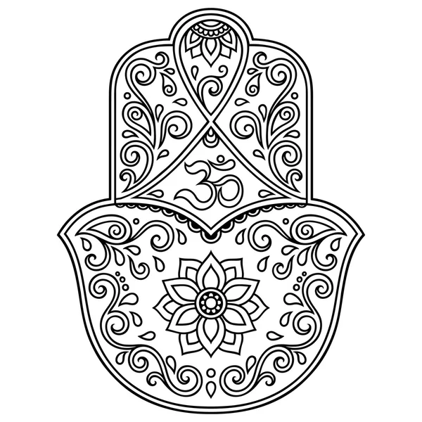 矢量 hamsa 手绘制的符号。Om 装饰符号. — 图库矢量图片