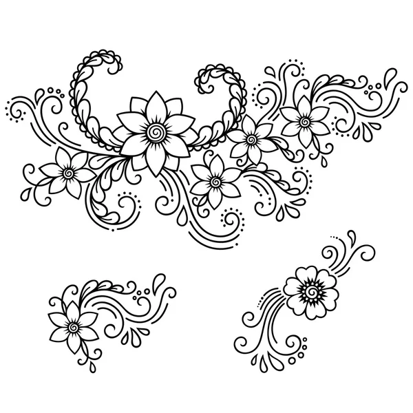 Modèle de fleur de tatouage au henné. Mehndi . — Image vectorielle