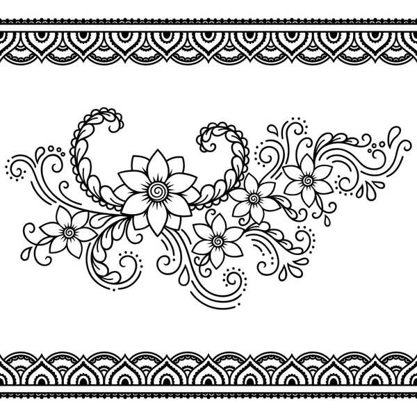 Plantilla de flores de tatuaje de henna. Mehndi . — Archivo Imágenes Vectoriales