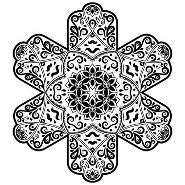 Vektör kına dövme mandala. Mehndi stili.