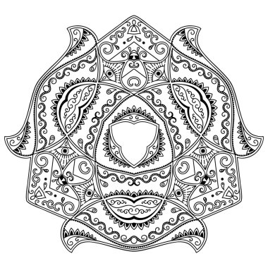 Vektör kına dövme mandala. Mehndi stili.