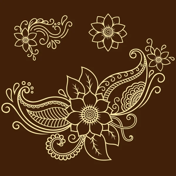 Henna-Tätowierung Blume template.mehndi. — Stockvektor