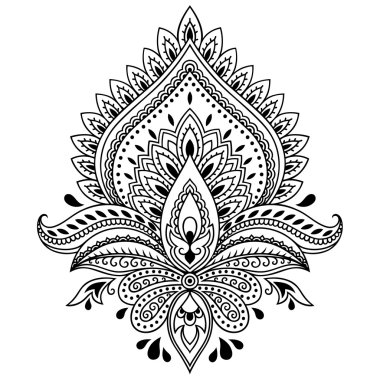 Hint tarzı kına dövme çiçek şablonu. Etnik çiçek paisley - Lotus. Mehndi stili.