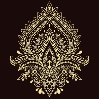 Hint tarzı kına dövme çiçek şablonu. Etnik çiçek paisley - Lotus. Mehndi stili.