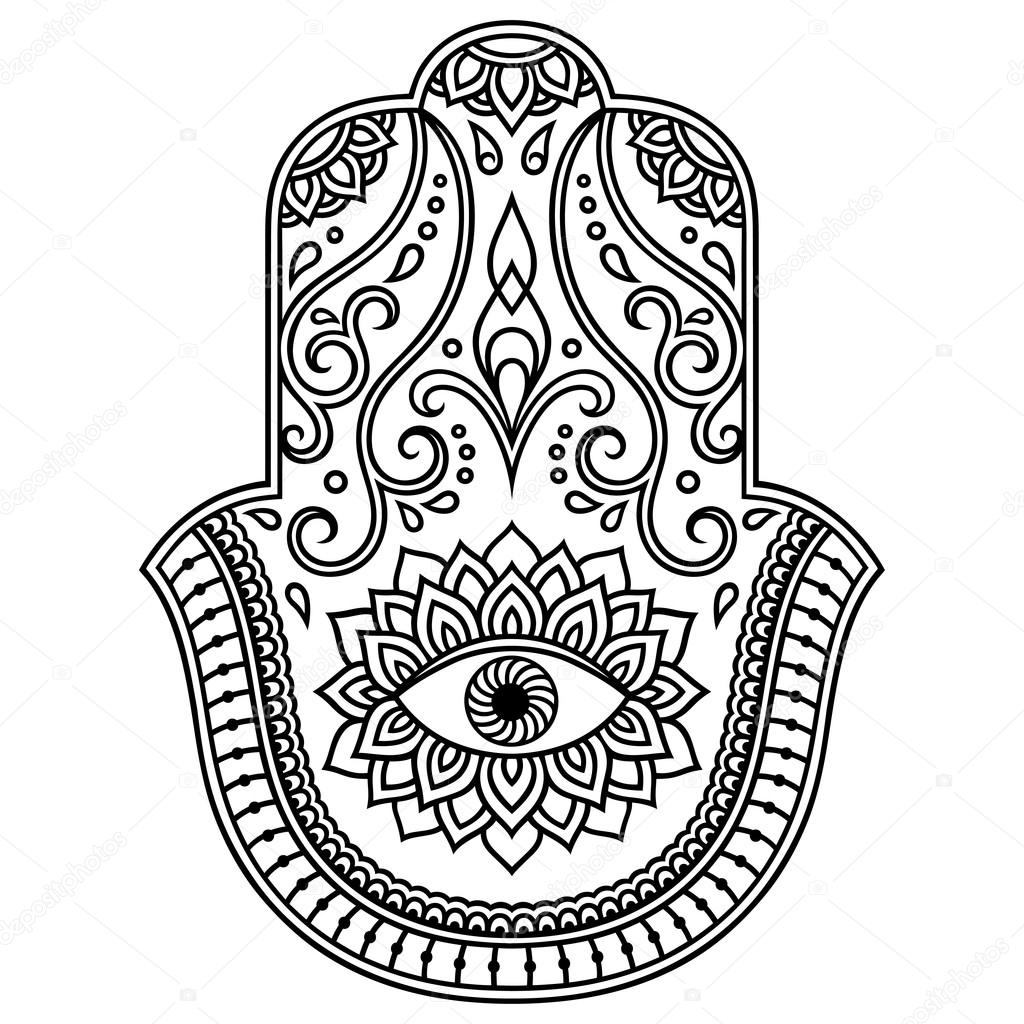 Hamsa Symbol ~ Hamsa Hand Vector Drawn Symbol Color Illustration ...