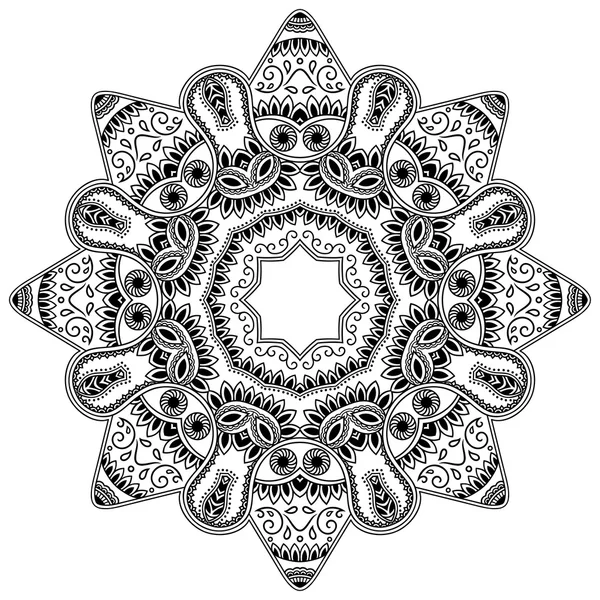 Vector henna tatoo mandala. Estilo Mehndi . — Vector de stock