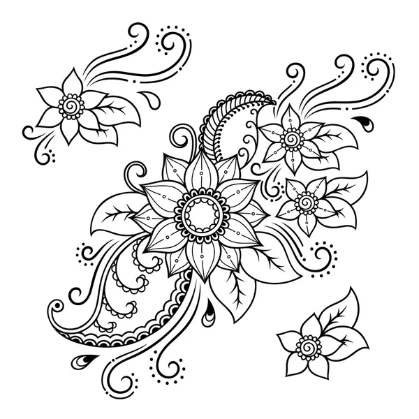 Plantilla de flores de tatuaje de henna. Mehndi. español Conjunto . — Vector de stock