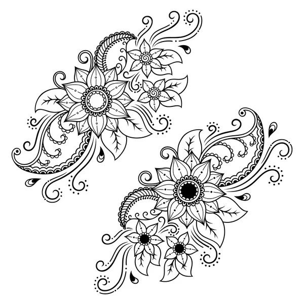 Hennafestés virág sablon. Mehndi. Készlet. — Stock Vector