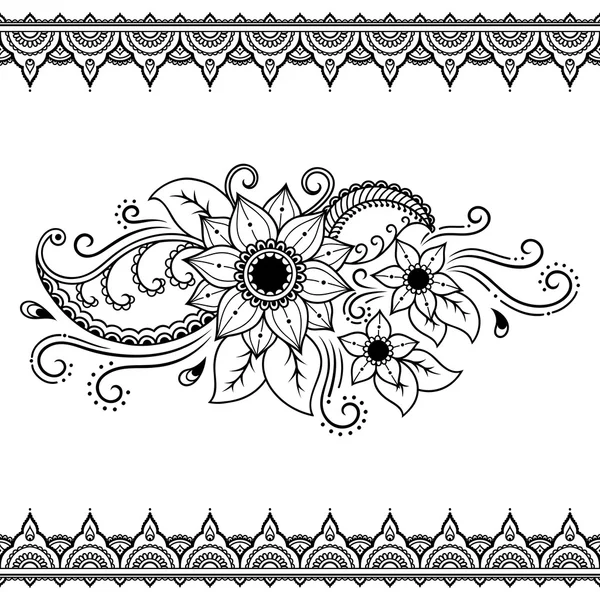 Modello di fiore del tatuaggio dell'henné. Mehndi. Imposta . — Vettoriale Stock