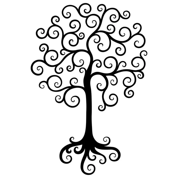 Arbre noir isolé sur fond blanc. Élément de design décoratif vectoriel . — Image vectorielle