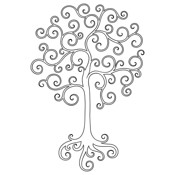 Baum isoliert auf weißem backgraund.vector dekoratives Gestaltungselement. — Stockvektor