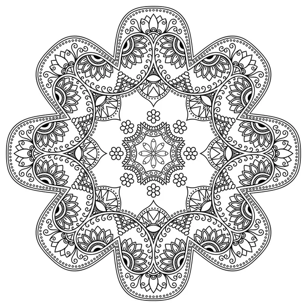 Mandala tatoo all'hennè vettoriale. Stile Mehndi . — Vettoriale Stock