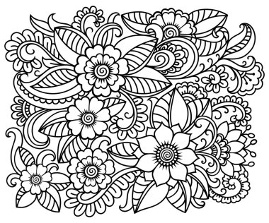 Doodle desen siyah ve beyaz. Boyama kitabı için çiçek desenli. Zentangle sanat çizim desen.