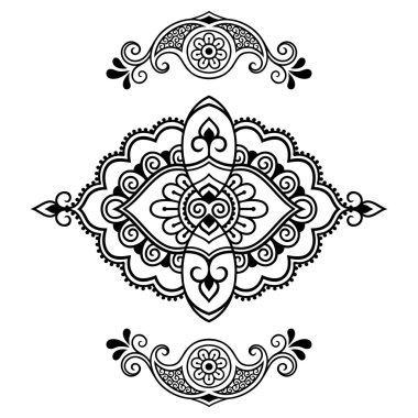 Kına dövme çiçek şablon. Mehndi. Ayarla.