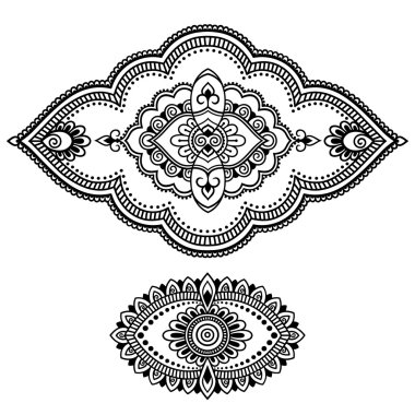 Kına dövme çiçek şablon. Mehndi. Ayarla.