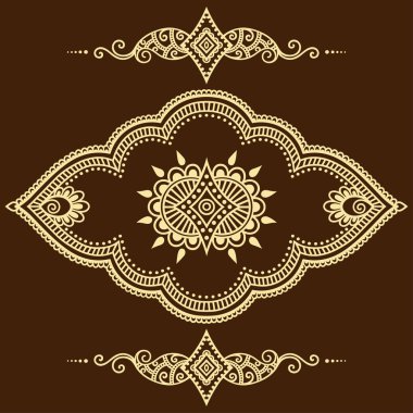 Kına dövme çiçek şablon. Mehndi. Ayarla.