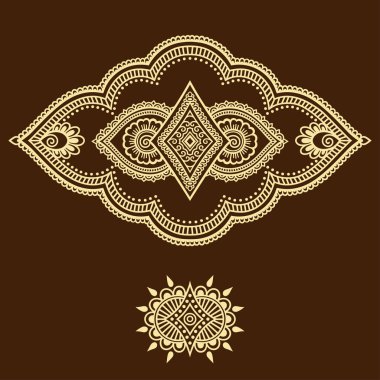 Kına dövme çiçek şablon. Mehndi. Ayarla.