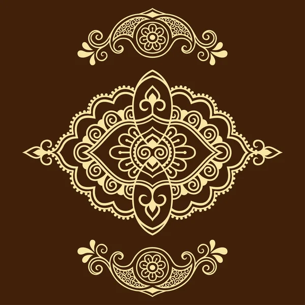 Henna tattoo flower template.Mehndi. Set. — Stock Vector